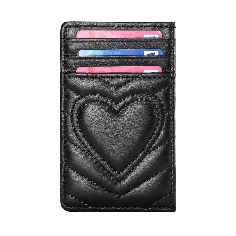 Quilted Heart Leather Card Holder 🤍